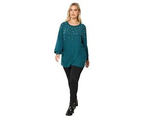 Yours Curve Blue Diamante Embellished Jumper - Women's - Plus Size Curve
