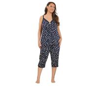 Yours Curve Blue Ditsy Floral Cami Cropped Pyjama Set - Women's - Plus Size Curve