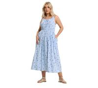 Yours Curve Blue Ditsy Floral Linen Milkmaid Dress - Women's - Plus Size Curve