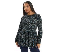 Yours Curve Blue Ditsy Floral Peplum Top - Women's - Plus Size Curve
