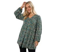 Yours Curve & Blue Ditsy Floral Print Pleat Front Top - Women's - Plus Size Curve