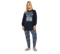 Yours Curve Blue 'Dream Explorer' Cuffed Pyjama Set - Women's - Plus Size Curve