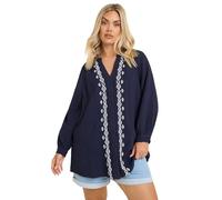 Embroidered Cheesecloth Shirt Yours Dark Navy 20