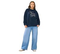 Yours Curve Blue Embroidered 'New York' Slogan Sweatshirt - Women's - Plus Size Curve