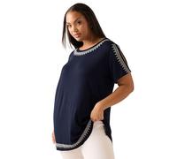 Yours Curve Blue Embroidered T-Shirt - Women's - Plus Size Curve