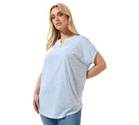 Yours Curve Blue Floral Burnout Notch Neck Top - Women's - Plus Size Curve