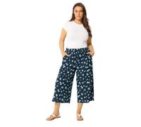 Yours Curve Blue Floral Crop Trousers - Women's - Plus Size Curve