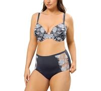 Yours Curve Blue Floral Embroidered Full Briefs - Women's - Plus Size Curve
