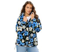 Yours Curve & Blue Floral Fleece Jacket - Women's - Plus Size Curve
