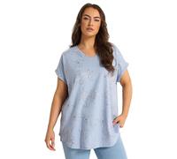 Yours Curve Blue Floral Foil Notch Neck Top - Women's - Plus Size Curve