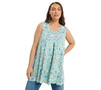 Yours Curve Blue Floral Pleated Vest Top - Women's - Plus Size Curve