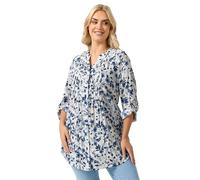 Yours Curve Blue Floral Sequin Pintuck Blouse - Women's - Plus Size Curve