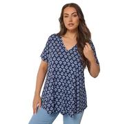 Yours Curve Blue Floral Swing Top - Women's - Plus Size Curve