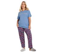 Yours Curve Blue Floral Wide Leg Pyjama Bottoms - Women's - Plus Size Curve