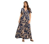 Yours Curve Blue Floral Wrap Dress - Women's - Plus Size Curve