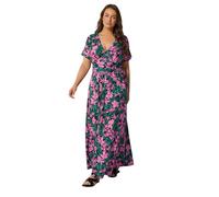 Yours Curve Blue Floral Wrap Front Dress - Women's - Plus Size Curve
