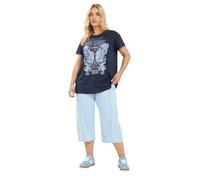 Yours Curve Blue 'Free Spirit' Butterfly Embellished T-Shirt - Women's - Plus Size Curve