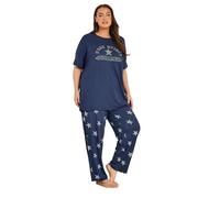 Yours Curve Blue 'Free Spirit Dreamer' Star Print Wide Leg Pyjama Set - Women's - Plus Size Curve