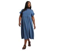 Yours Curve Blue Frill Sleeve Cotton Midaxi Dress - Women's - Plus Size Curve