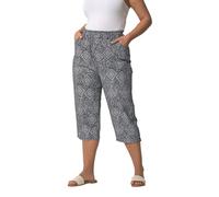 Yours Women's Geometric Cool Cotton Cropped Trousers in Dark Navy | Size: 20 Yours Dark Navy 20
