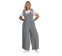 Yours Curve Blue Gingham Textured Wide Leg Jumpsuit - Women's - Plus Size Curve