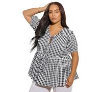 Yours Curve Blue Gingham Tie Front Blouse - Women's - Plus Size Curve