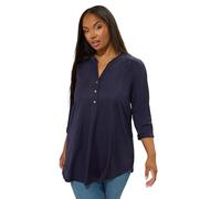 Yours Curve Blue Half Placket Ribbed Shirt - Women's - Plus Size Curve