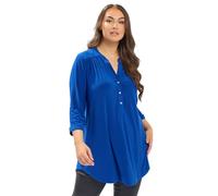 Yours Curve Blue Half Placket Shirt - Women's - Plus Size Curve