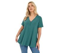 Yours Curve Blue Henley Short Sleeve T-Shirt - Women's - Plus Size Curve