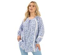 Yours Curve Blue Leaf Pintuck Blouse - Women's - Plus Size Curve