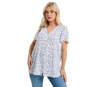 Yours Women's Leaf Print Linen Blouse in White | Size: 16 Yours White 16