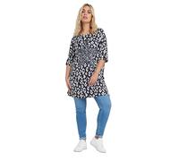Yours Curve Blue Leopard Heart Embellished Top - Women's - Plus Size Curve
