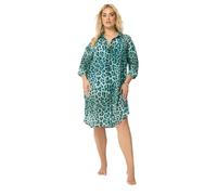 Yours Women's Leopard Print Cover Up in Turquoise | Size: 14/16