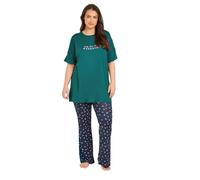 Yours Curve Blue Leopard Print Flare Pyjama Bottoms - Women's - Plus Size Curve