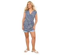Yours Curve Blue Leopard Print Frill Wrap Top - Women's - Plus Size Curve