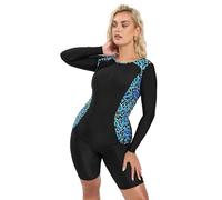 Yours Curve & Blue Leopard Print Swim Top - Women's - Plus Size Curve