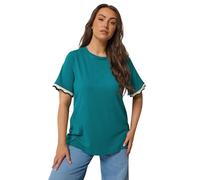 Yours Curve Blue Metallic Crochet Trim T-Shirt - Women's - Plus Size Curve