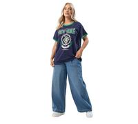Yours Curve Blue 'New York' Varsity Ringer T-Shirt - Women's - Plus Size Curve