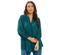 Yours Women's Notch Neck Crochet Blouse in Teal | Size: 22/24