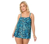 Yours Curve Blue Pacific Abstract Print Tankini Top - Women's - Plus Size Curve