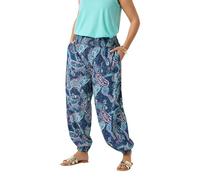 Yours Curve Blue Paisley Print Balloon Trousers - Women's - Plus Size Curve