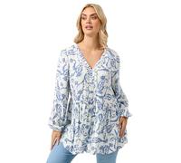 Yours Women's Paisley Print Ruffle Blouse in White | Size: 14 Yours White 14