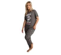 Yours Curve Blue 'Pasta Club' Wide Leg Striped Pyjama Set - Women's - Plus Size Curve