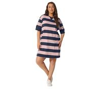 Yours Curve Blue & Pink Stripe T-Shirt Dress - Women's - Plus Size Curve