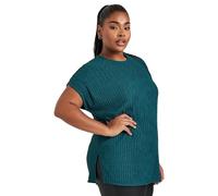 Yours Curve Blue Plisse Grown On Sleeve Top - Women's - Plus Size Curve