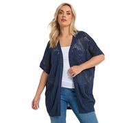 Yours Curve Blue Pointelle Floral Cardigan - Women's - Plus Size Curve