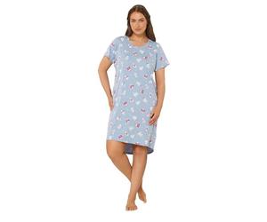 Yours Curve Blue Polar Bear Print Dipped Back Nightdress - Women's - Plus Size Curve
