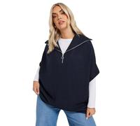 Yours Curve Blue Quarter Zip Short Sleeve Jumper - Women's - Plus Size Curve