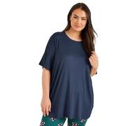 Yours Curve Blue Ribbed Soft Touch Pyjama Top - Women's - Plus Size Curve