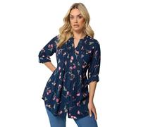 Yours Curve Blue Sequin Floral Pintuck Blouse - Women's - Plus Size Curve